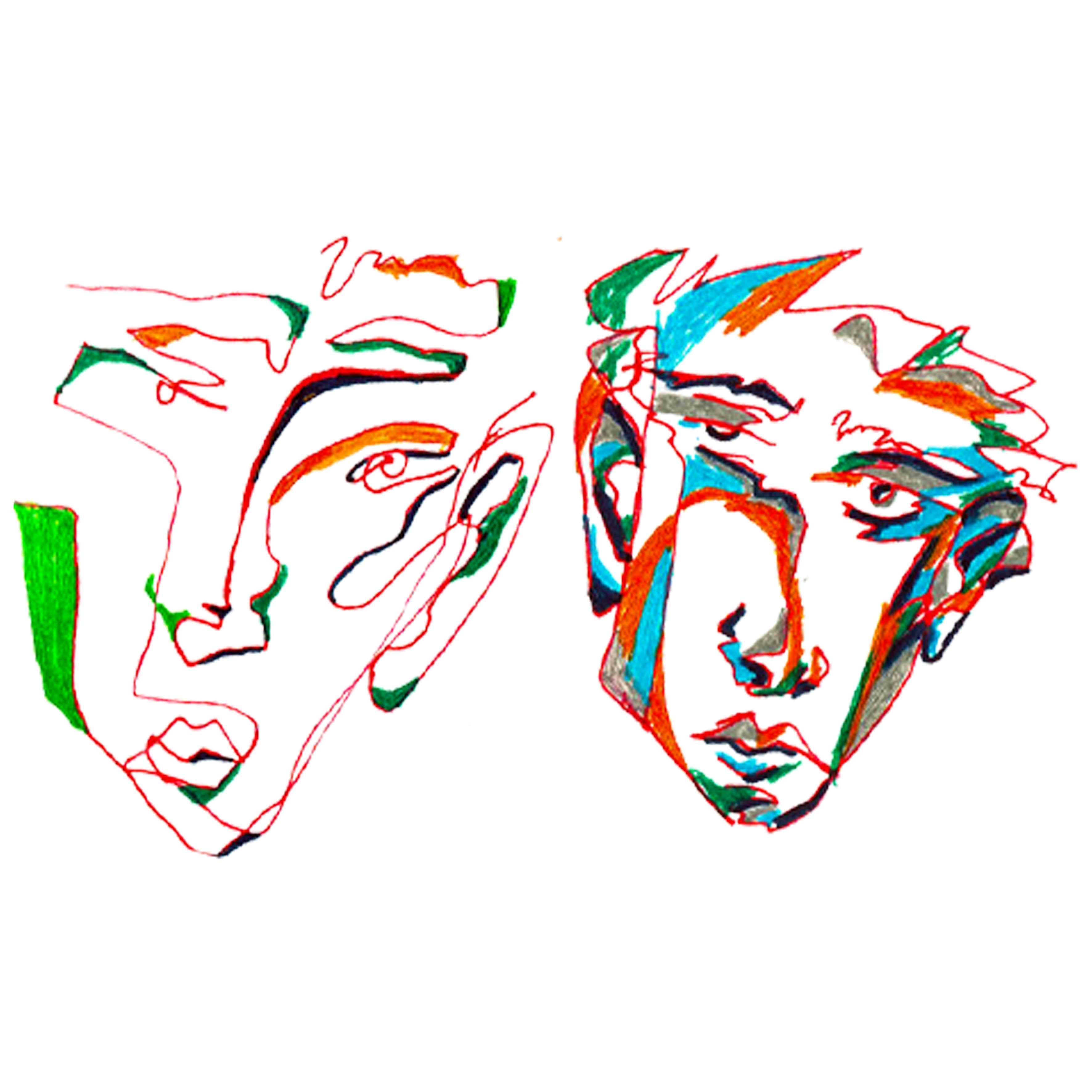 the faces.